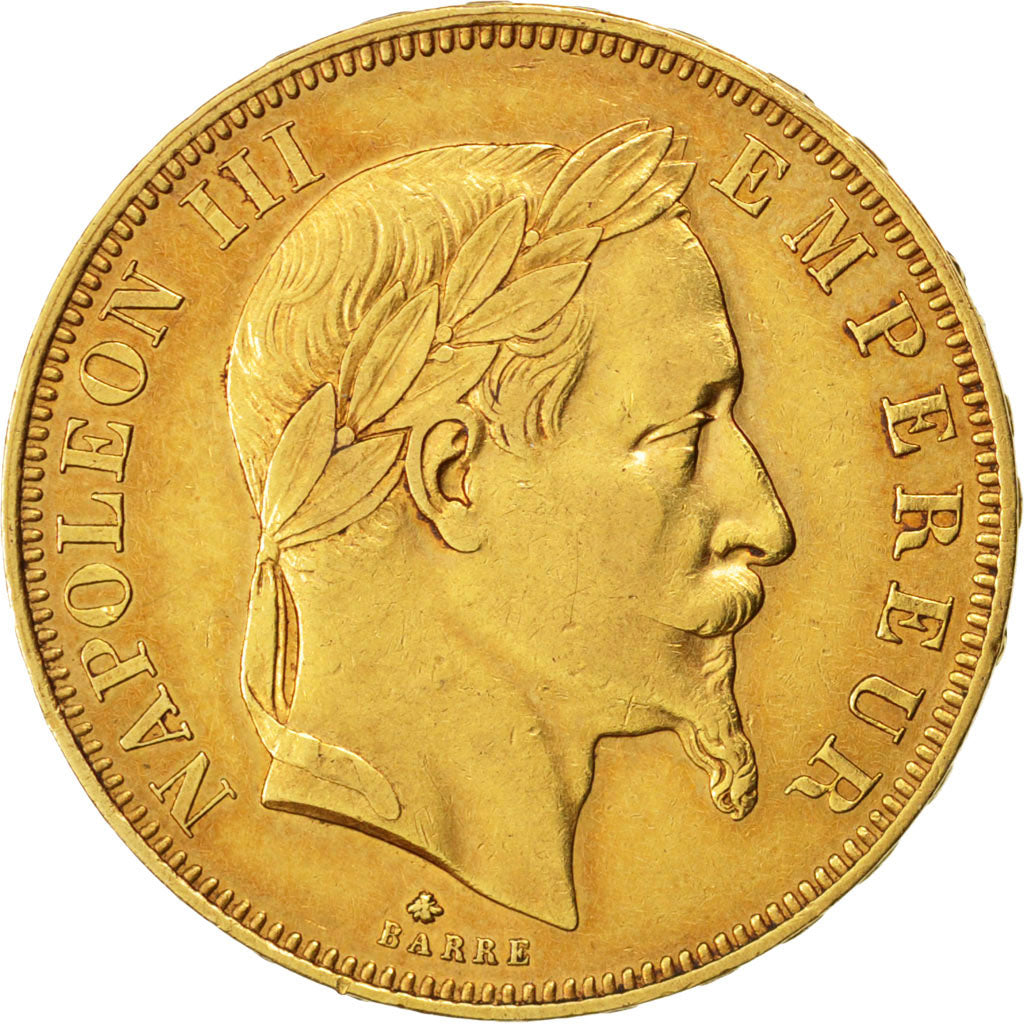 FRANCE, Napoléon III, 50 Francs, 1865, Paris, KM #804.1, AU(50-53), Gold, Gadour
