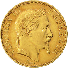 FRANCE, Napoléon III, 50 Francs, 1865, Paris, KM #804.1, AU(50-53), Gold, Gadour