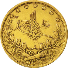 TURKEY, 100 Kurush, 1912, Qustantiniyah, KM #754, AU(50-53), Gold, 7.22