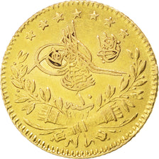 TURKEY, 25 Kurush, 1884, Qustantiniyah, KM #729, EF(40-45), Gold, 1.80