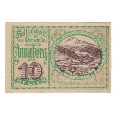 Banknote, Austria, Annaberg N.Ö. Gemeinde, 10 Heller, Texte, 1920, 1920-09-15