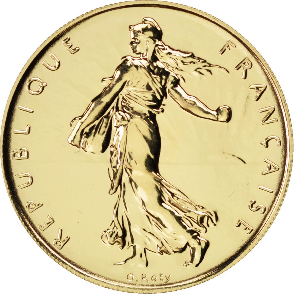 FRANCE, Semeuse, Franc, 2001, Paris, KM #925.1a, MS(65-70), Gold, 24, Gadoury...