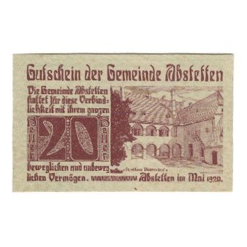 Billet, Autriche, Abstetten N.Ö. Gemeinde, 20 Heller, Texte, 1920, 1920-12-31