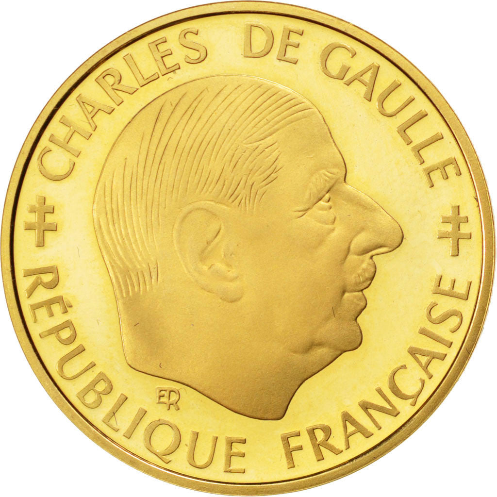 FRANCE, Charles de Gaulle, Franc, 1988, Paris, KM #963, MS(65-70), Nickel, 24,..