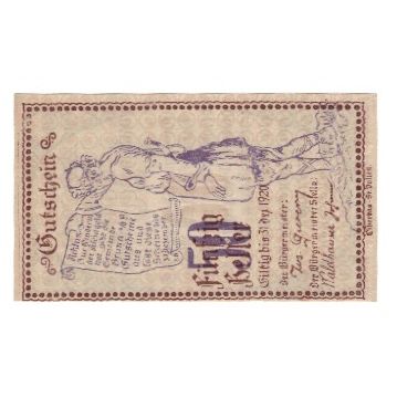 Banknote, Austria, Brunn an der Erlauf Gemeinde, 50 Heller, texte 1, 1920
