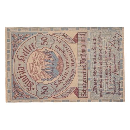Banknote, Austria, Amstetten Prv. Schutzverein Antisemitenbund Ortsgruppe
