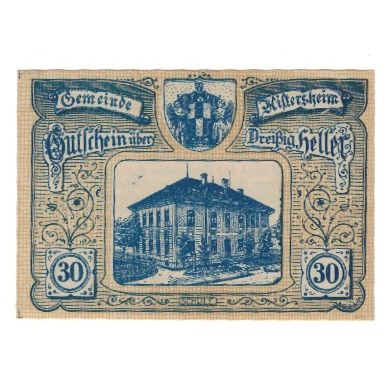 Banknote, Austria, Aistersheim O.Ö. Gemeinde, 30 Heller, Batiment, 1921