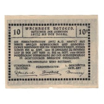 Banknote, Austria, Wachauer Notgeld Dürnstein N.Ö. Gemeinde, 10 Heller, texte
