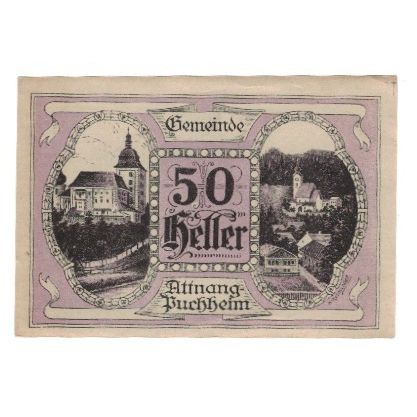 Billet, Autriche, Attnang-Puchheim O.Ö. Gemeinde, 50 Heller, Texte, 1921
