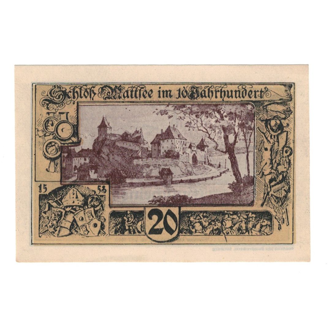 Banknote, Austria, Mattsee bei Salzburg Sbg. Gemeinde, 20 Heller, paysage, 1920
