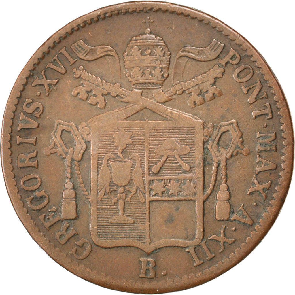 Coin, ITALIAN STATES, PAPAL STATES, Gregory XVI, Baiocco, 1842, Roma, EF(40-45)