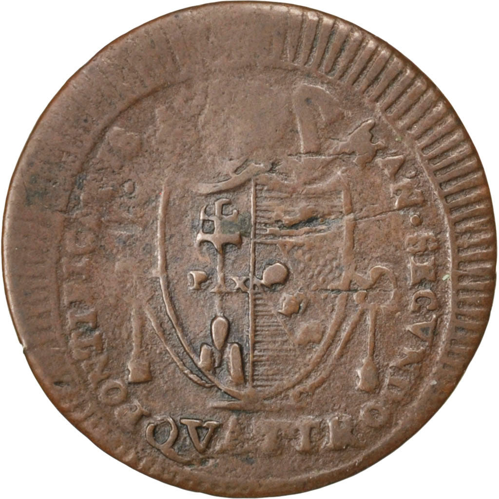 ITALIAN STATES, Quattrino, 1802, KM #1264, VF(20-25), Copper, 2.40