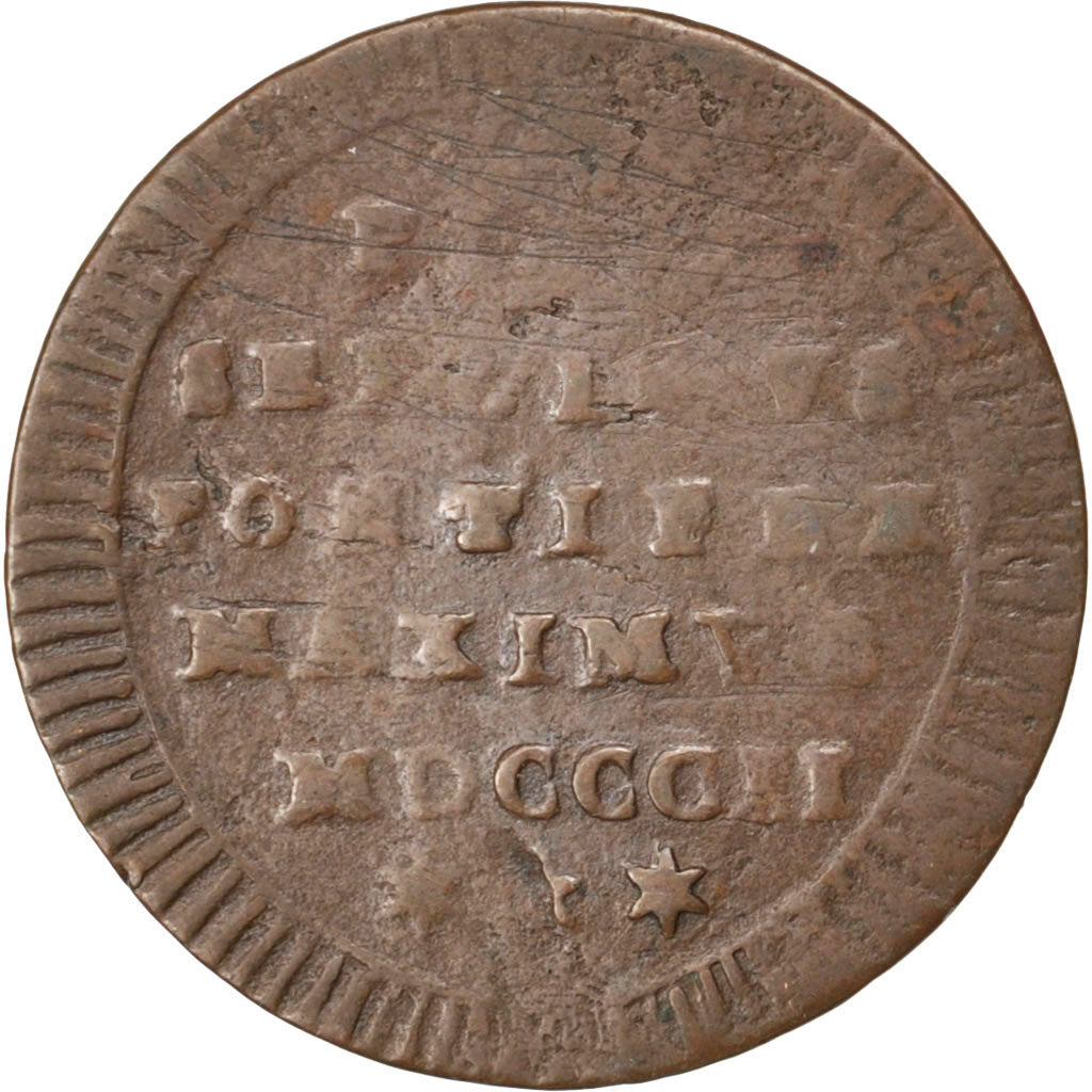 ITALIAN STATES, Quattrino, 1802, KM #1264, VF(20-25), Copper, 2.40