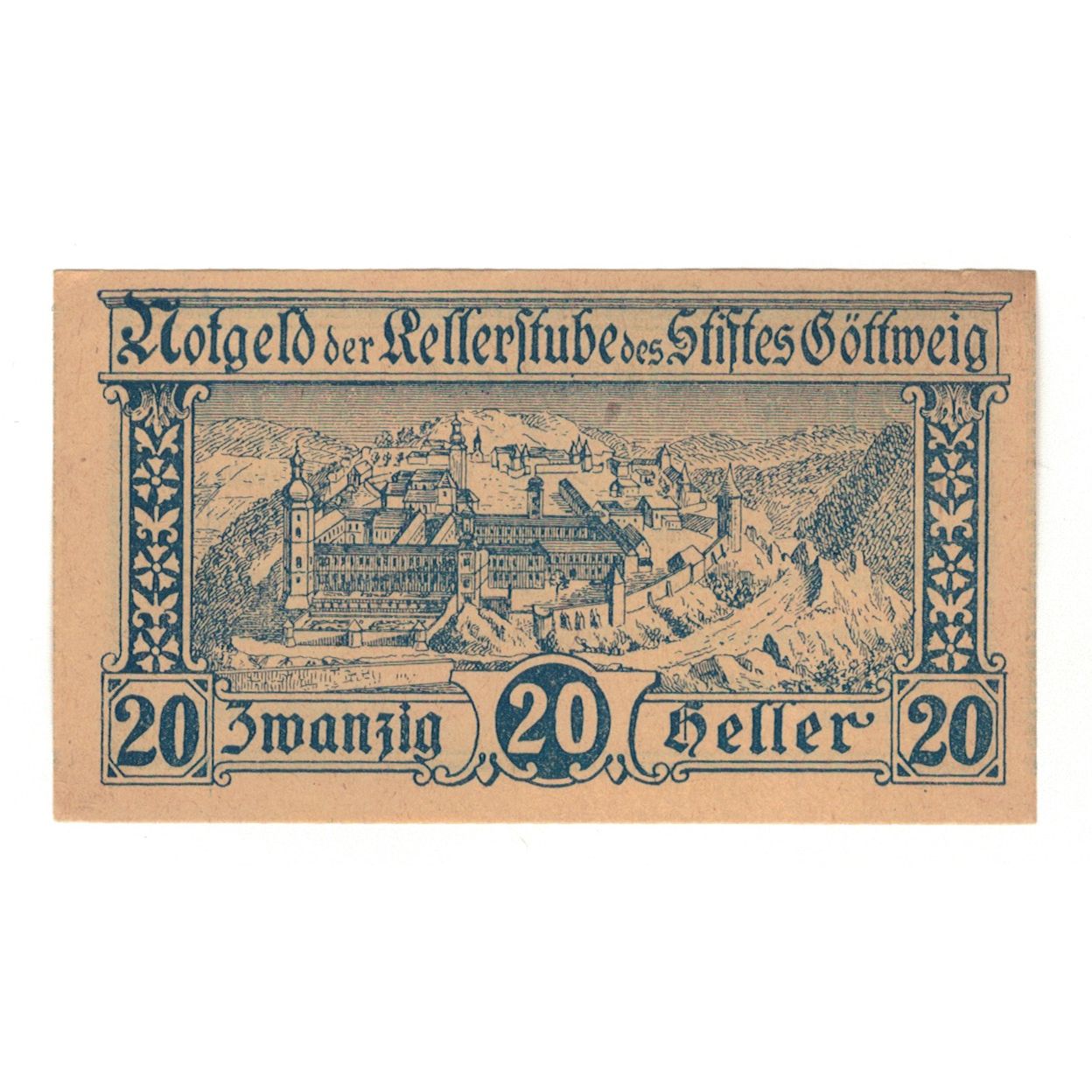 Banconote, Austria, Göttweig N.Ö. Prv. Kellerstube Göttweig, 20 Heller, texte