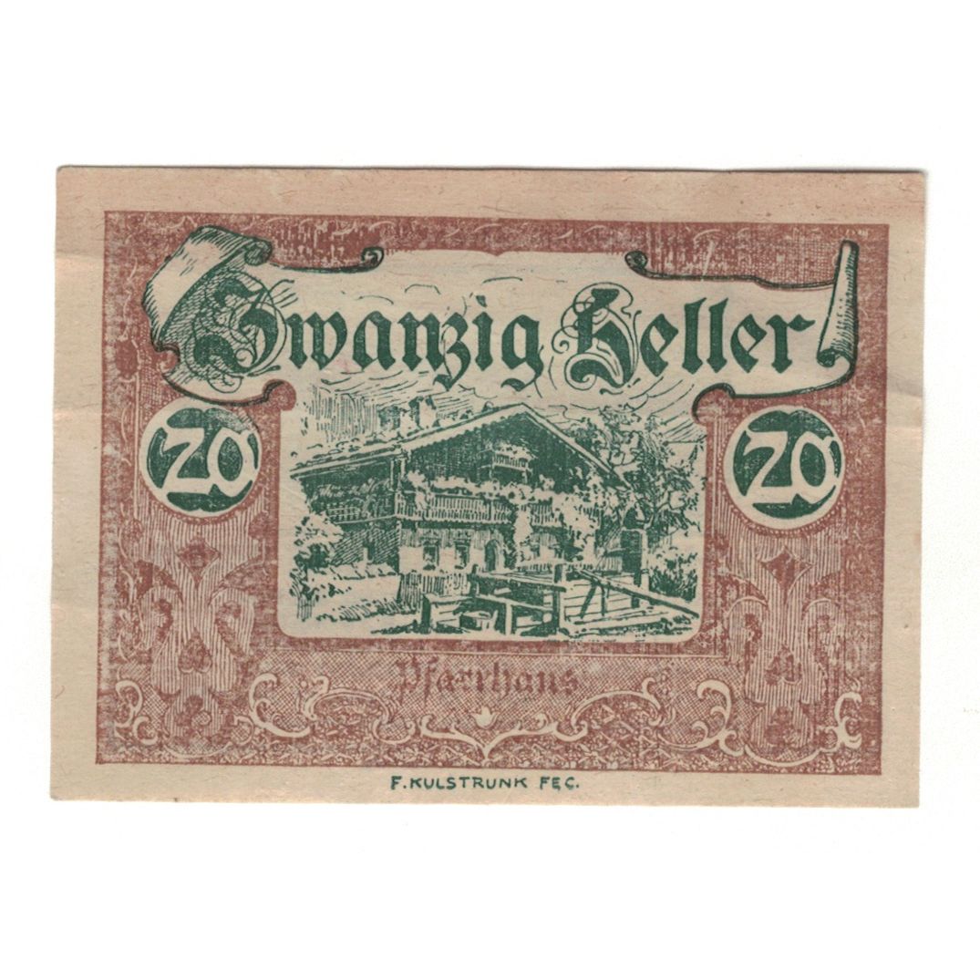 Banknote, Austria, Wald im Pinzgau Sbg. Gemeinde, 20 Heller, chalet, 1920