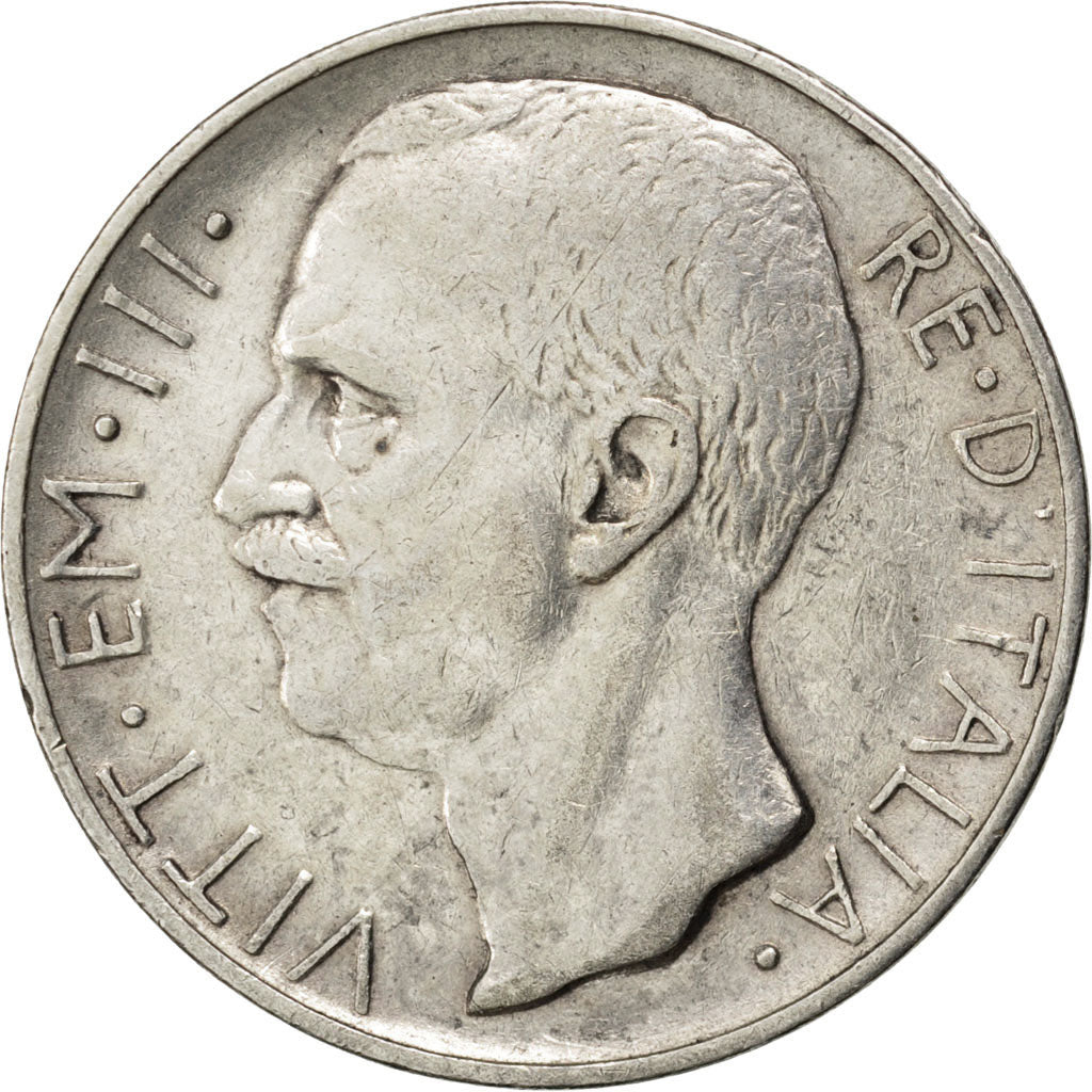 ITALY, 10 Lire, 1927, Rome, KM #68.2, EF(40-45), Silver, 9.93