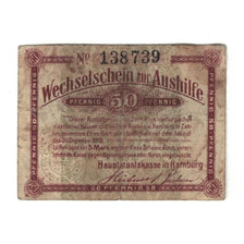 Banknot, Niemcy, Hamburg Hauptstaatskasse, 50 Pfennig, valeur faciale, 1918