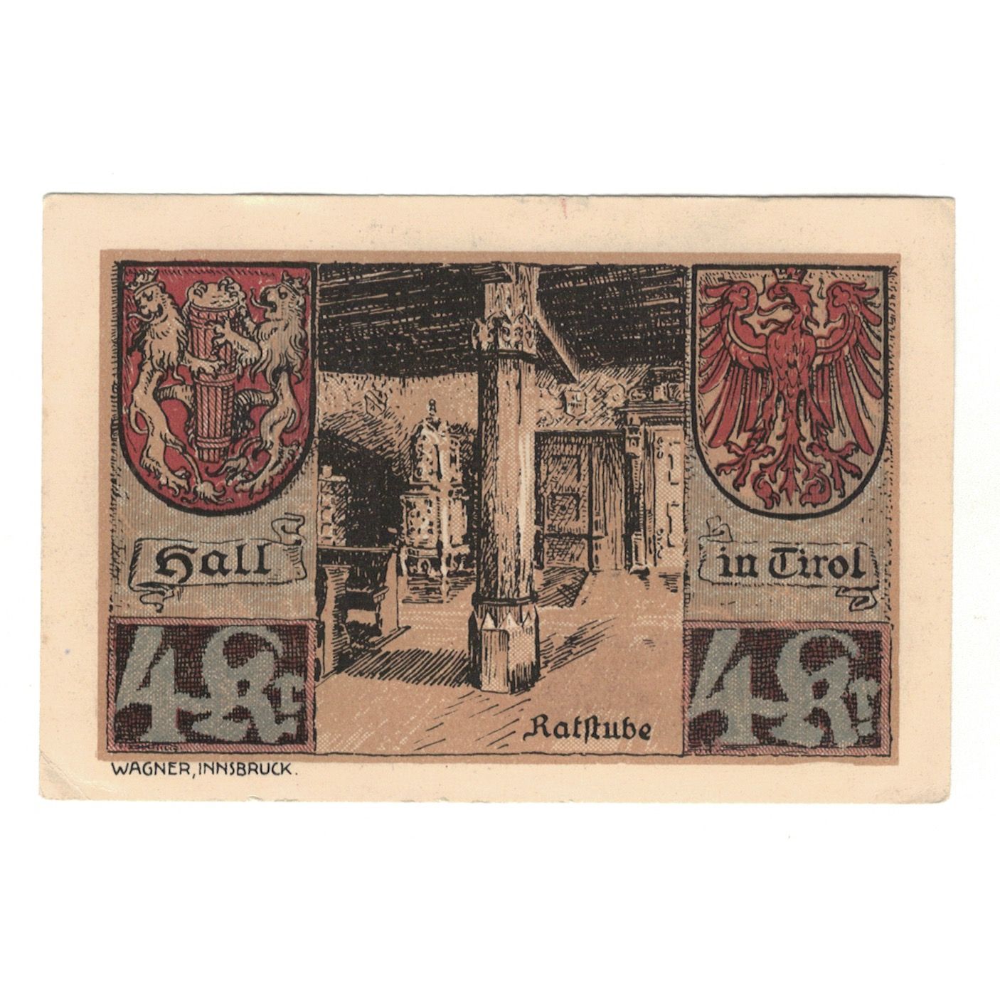 Banknote, Austria, Hall In Tirol Stadtgemeinde, 4 Kronen, Blason, 1920