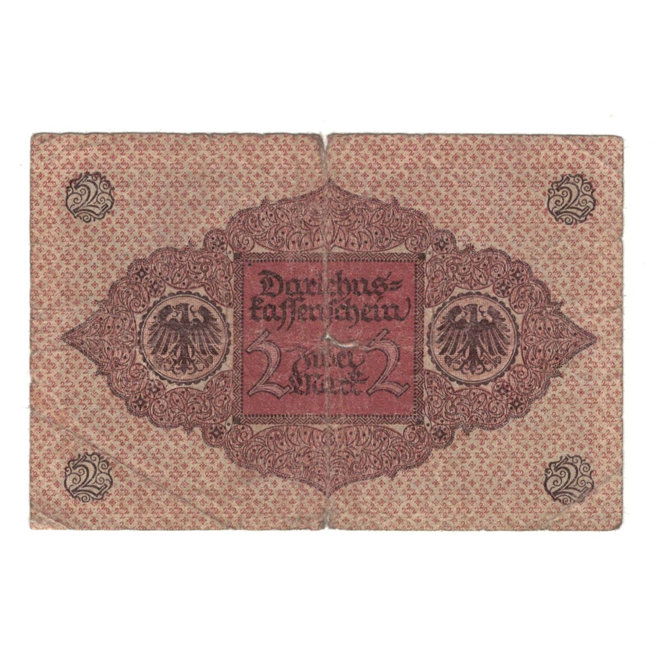 Billete, Alemania, Darlehnskassenschein (State Loan Currency Note), 2 Mark