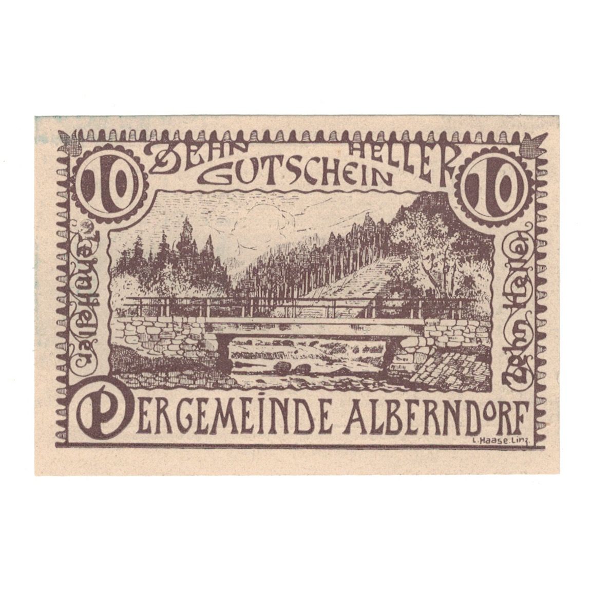 Billete, Austria, Alberndorf Gemeinde, 10 Heller, Texte, 1920, 1920-12-31, EBC