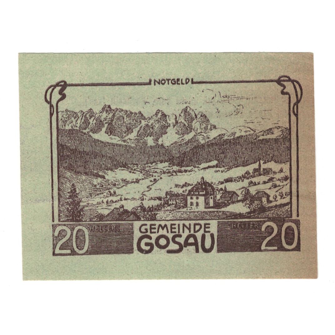 Billet, Autriche, Gosau O.Ö. Gemeinde, 20 Heller, Texte, 1920, 1920-05-08, SUP