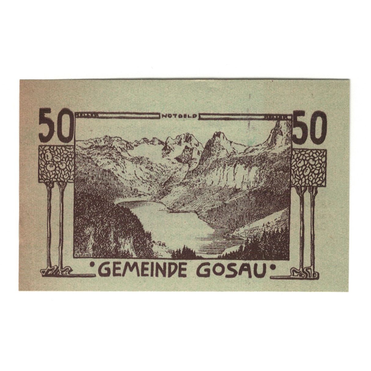 Billete, Austria, Gosau O.Ö. Gemeinde, 50 Heller, Texte, 1920, 1920-05-08, EBC