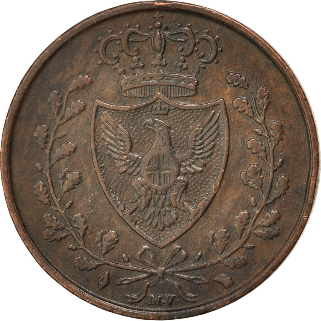 ITALIAN STATES, 3 Centesimi, 1826, Torino, KM #126.1, AU(50-53), Copper, 23,...