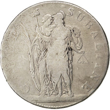 Munten, Italiaanse staten, PIEDMONT REPUBLIC, 5 Francs, 1801, ZG+, Zilver, KM:4