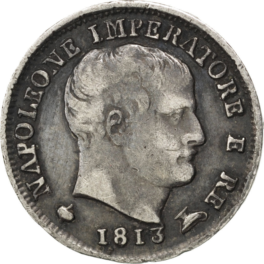 ITALIAN STATES, 5 Soldi, 1813, Milan, KM #5.1, EF(40-45), Silver, 1.21