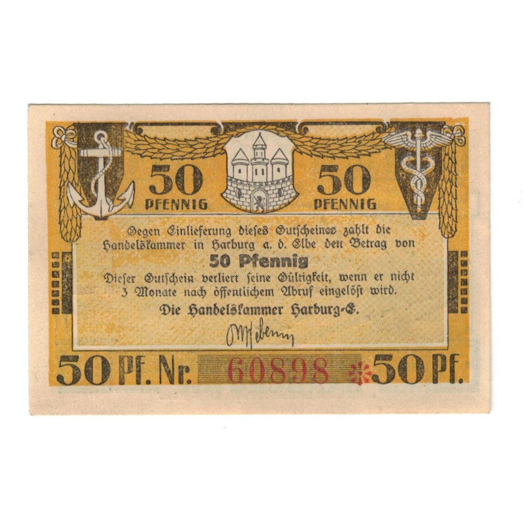 Banconote, Germania, Harburg Handelskammer, 50 Pfennig, paysage, undated (1921)