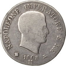 ITALIAN STATES, 5 Lire, 1808, Milan, KM #10.1, VF(20-25), Silver, 24.54