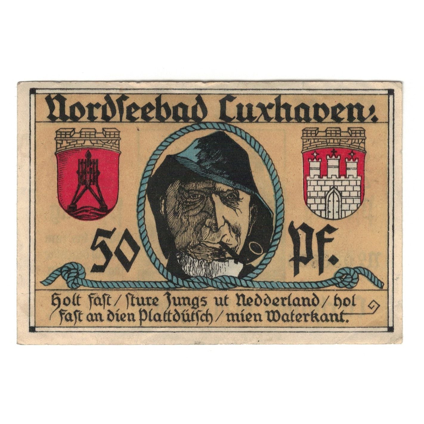 Banknote, Germany, Cuxhaven Stadt, 50 Pfennig, personnage, 1921, AU(50-53)