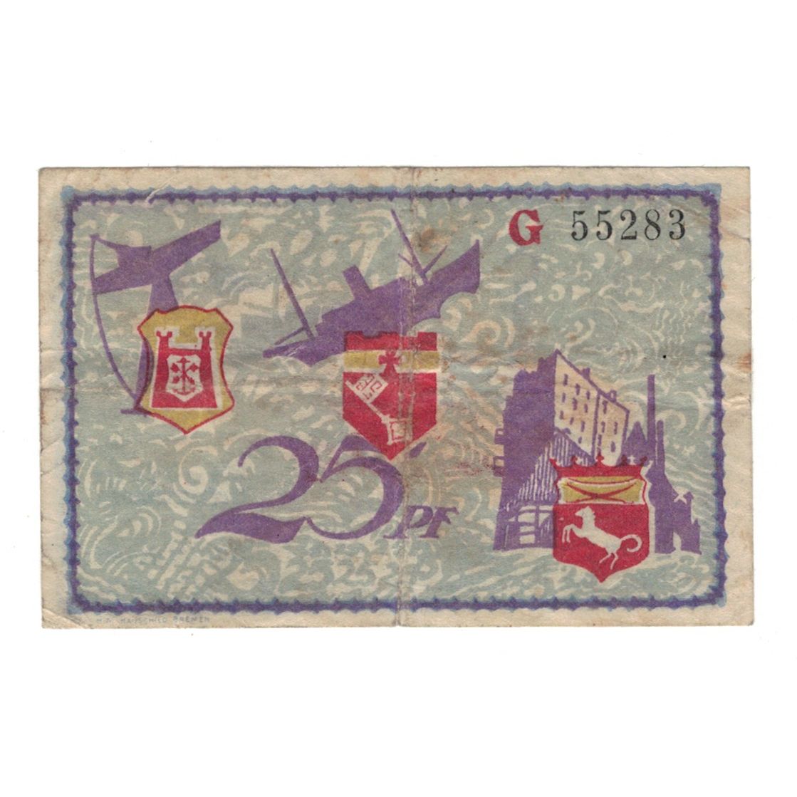 Banknote, Germany, Bremerhaven Geestemünde und Lehe Städte, 25 Pfennig, valeur