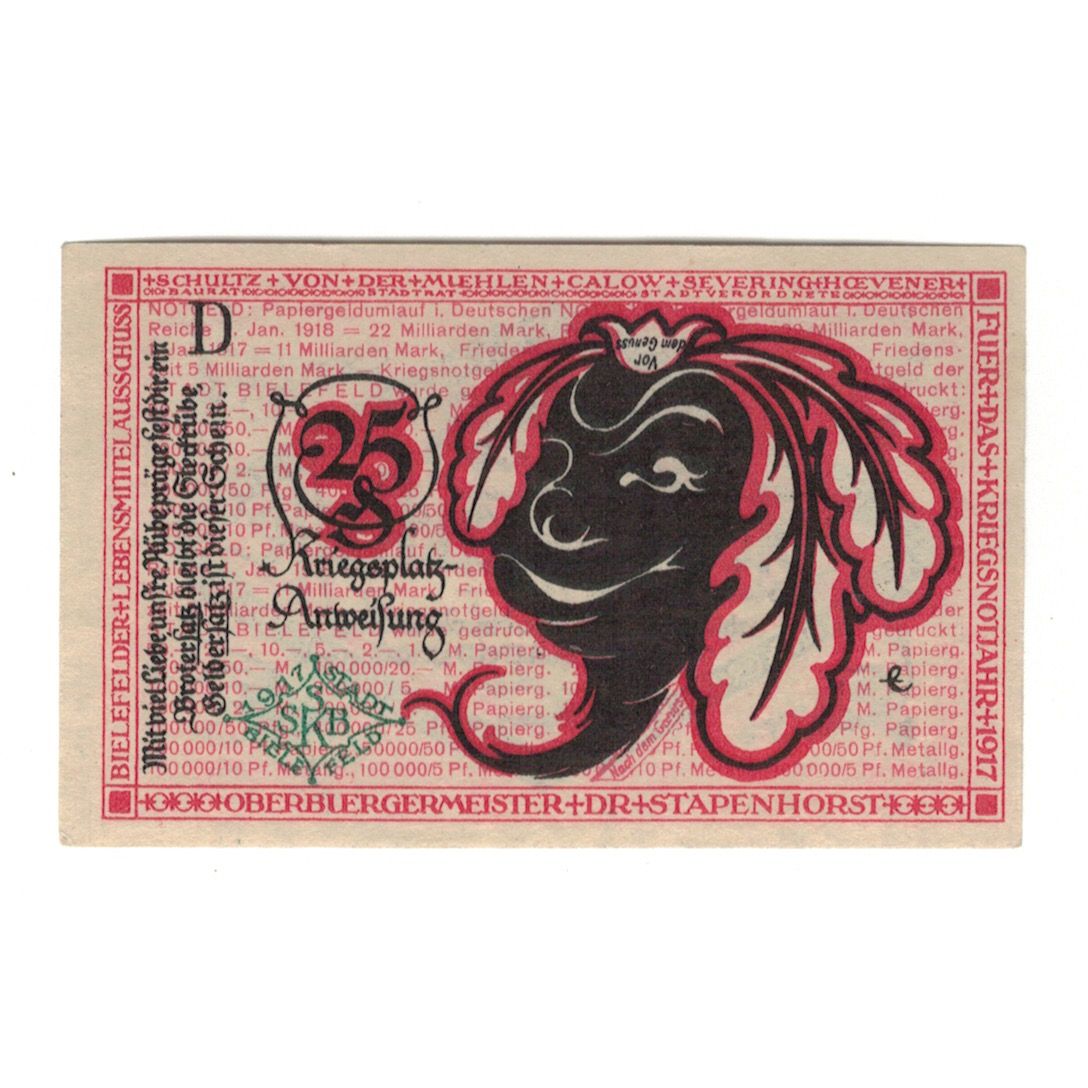 Billete, Austria, Bielefeld Stadt, 25 Heller, valeur faciale, 1920, 1920-04-01