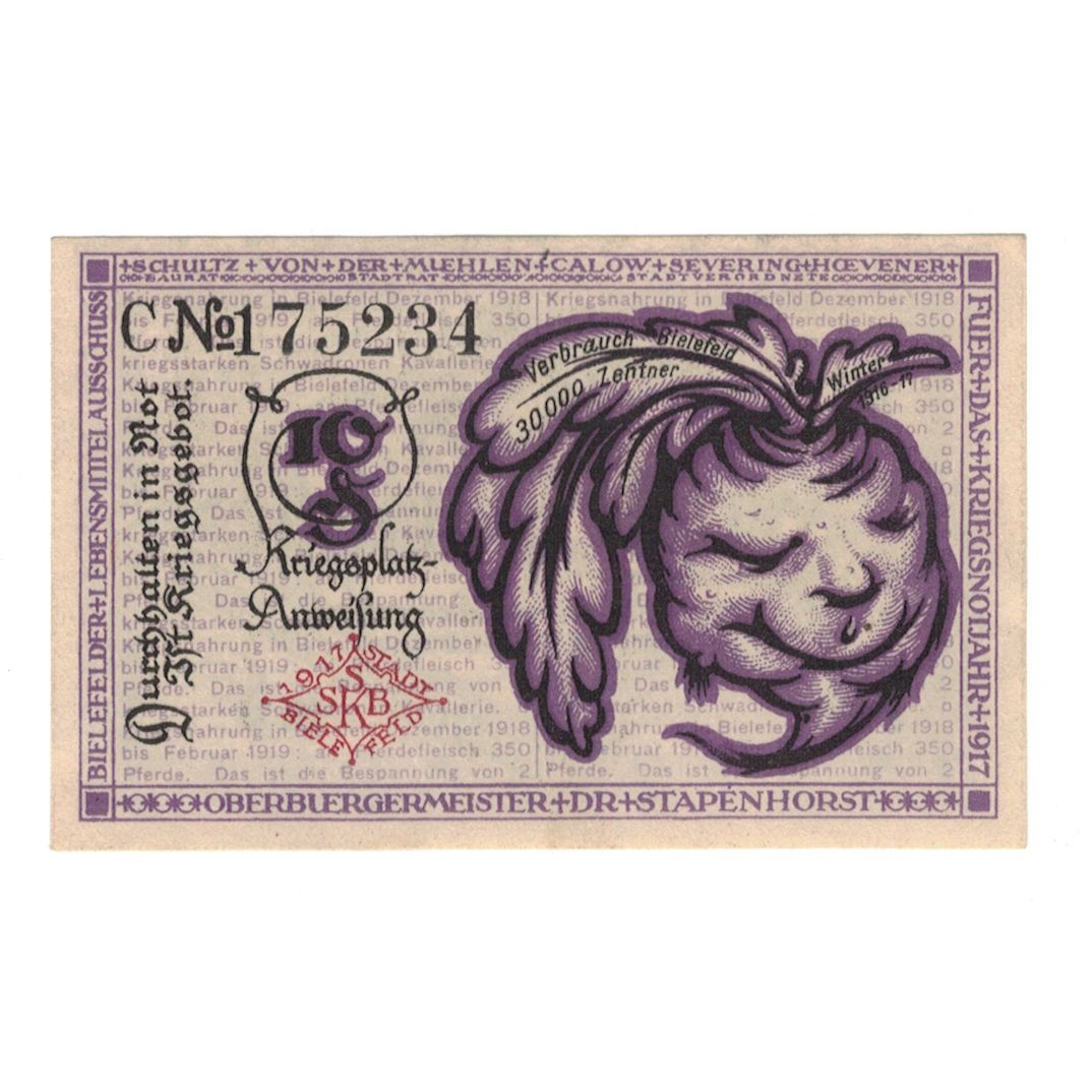 Nota, Áustria, Bielefeld Stadt, 10 Heller, valeur faciale, 1921, 1921-04-01