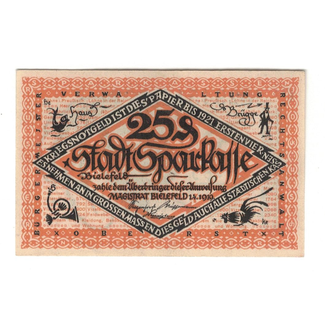 Banknot, Austria, Bielefeld Stadt, 25 Heller, valeur faciale, 1921, 1921-04-01