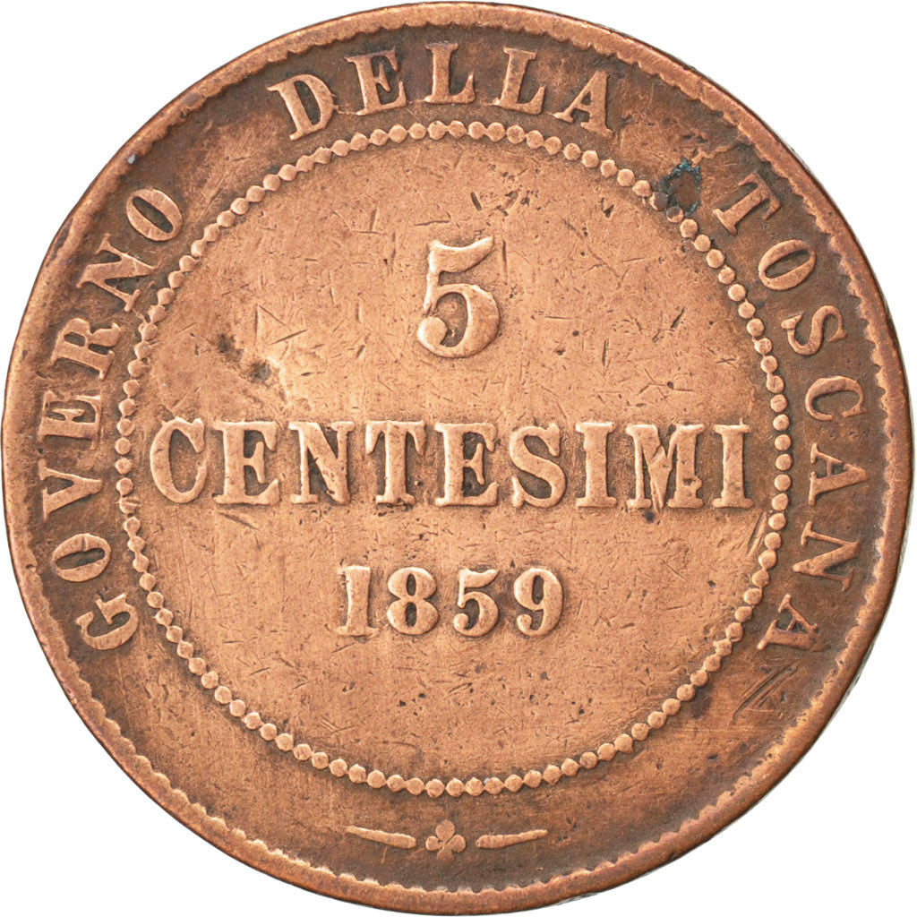 Coin, ITALIAN STATES, TUSCANY, Provisional Government, 5 Centesimi, 1859