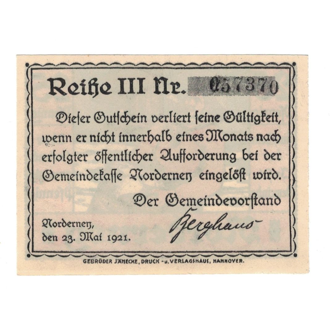 Banknote, Germany, Norderney Gemeinde, 25 Pfennig, Texte, 1921, 1921-05-14