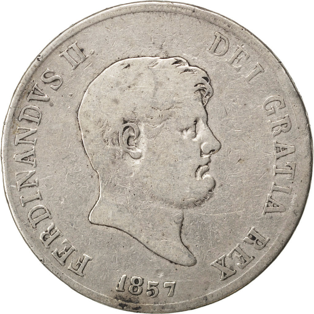 ITALIAN STATES, 120 Grana, 1857, KM #370, VF(30-35), Silver, 37, 27.14