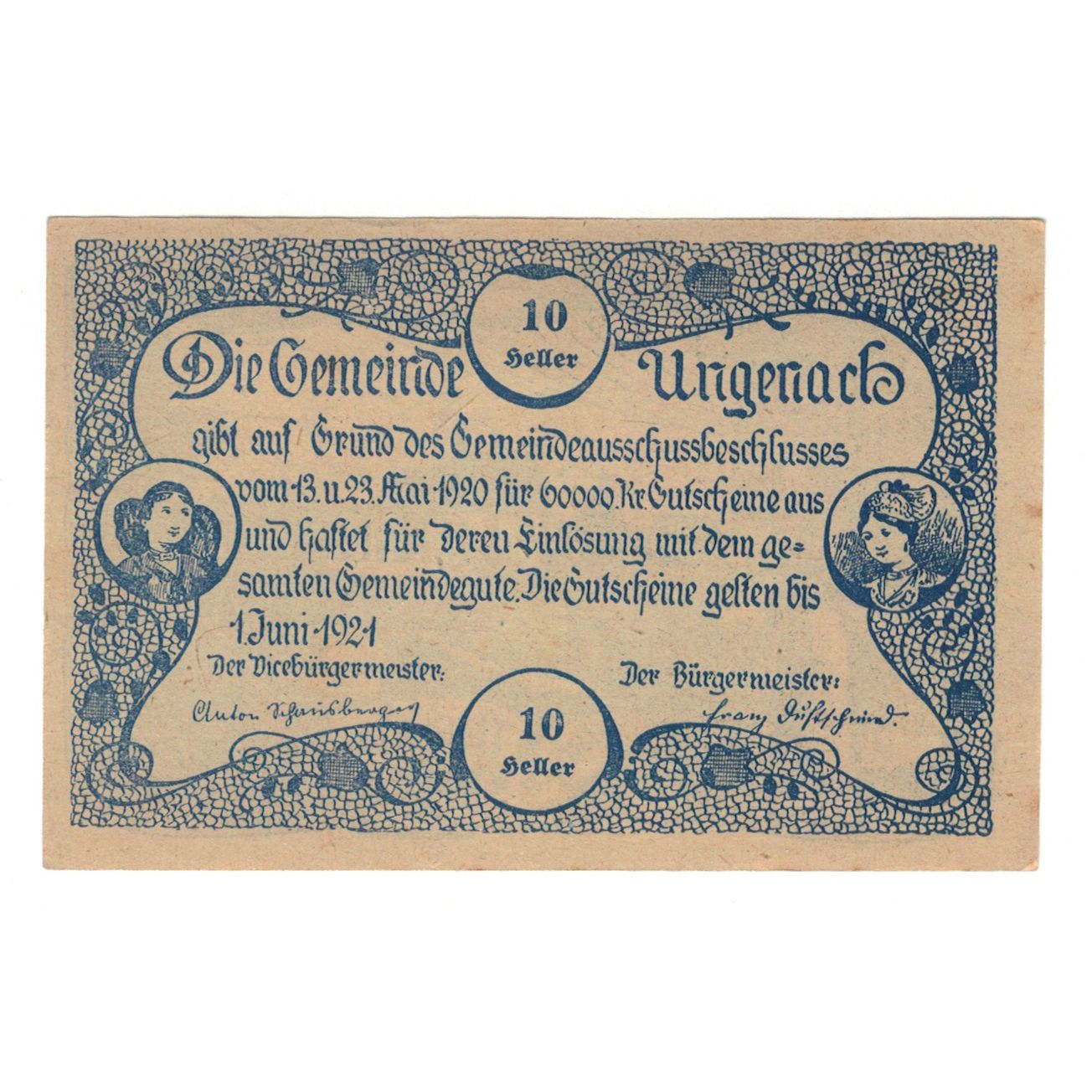 Billete, Austria, 10 Heller, Texte, 1921, 1921-06-01, EBC, Mehl:FS 1092