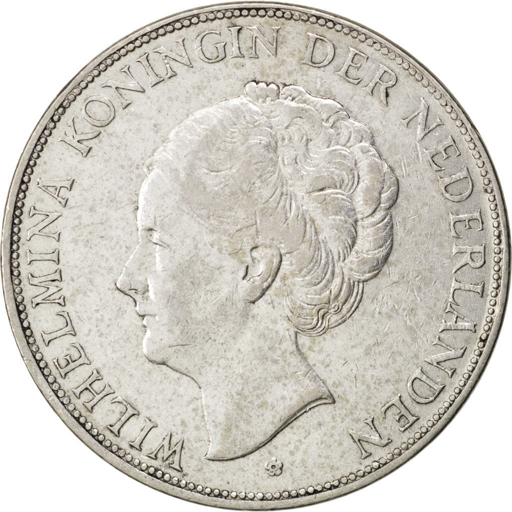 Coin, Netherlands, Wilhelmina I, 2-1/2 Gulden, 1929, EF(40-45), Silver, KM:165
