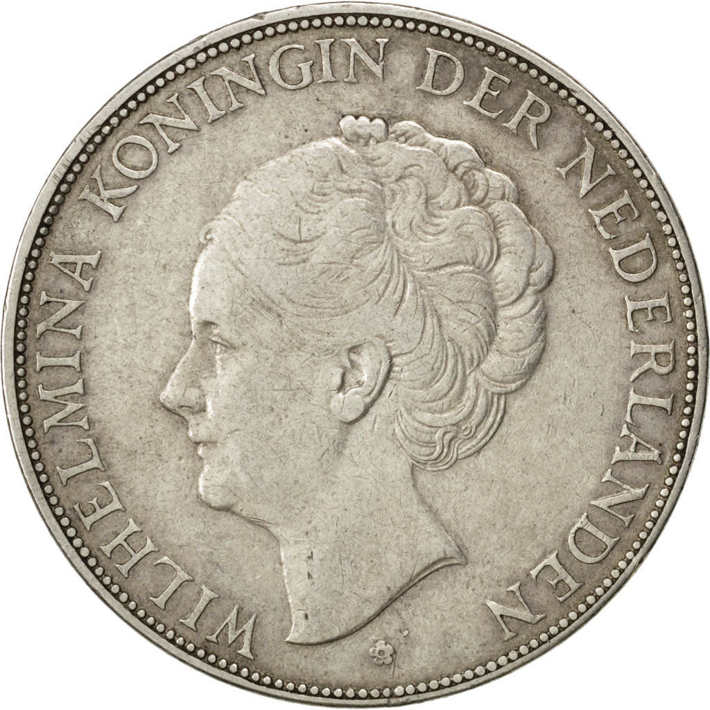 NETHERLANDS, 2-1/2 Gulden, 1930, KM #165, EF(40-45), Silver, 38, 24.98