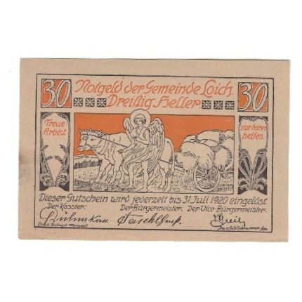 Banknote, Austria, Loich N.Ö. Gemeinde, 30 Heller, Texte 4, 1920, 1920-07-31