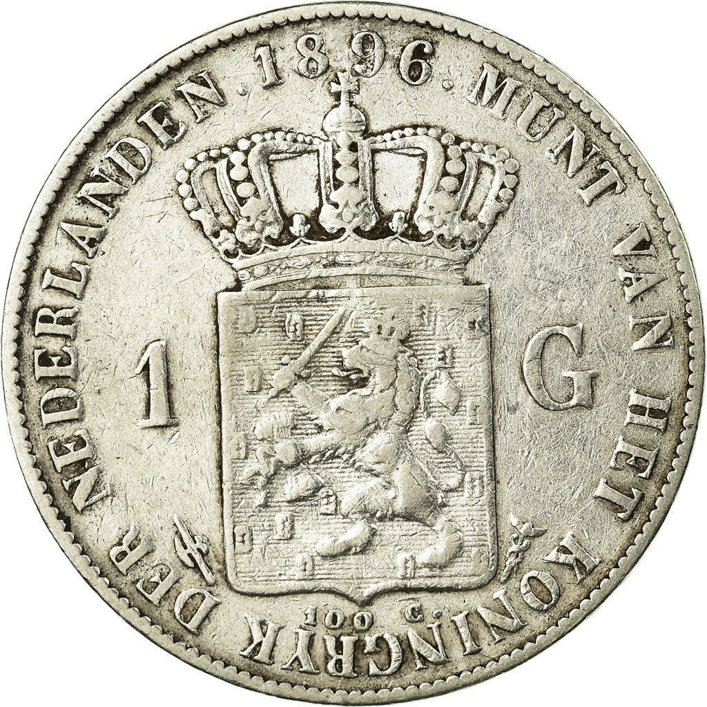 Coin, Netherlands, Wilhelmina I, Gulden, 1896, EF(40-45), Silver, KM:117