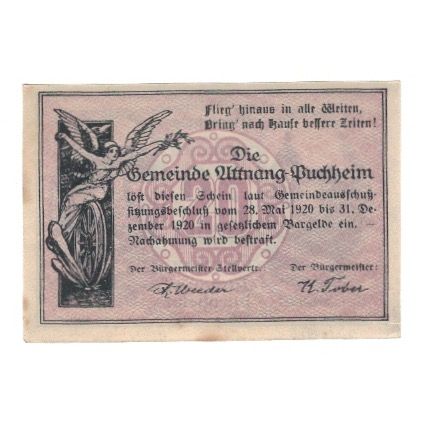 Banknote, Austria, Attnang-Puchheim O.Ö. Gemeinde, 20 Heller, personnage, 1920