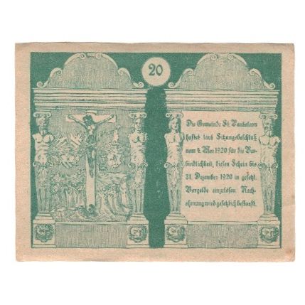 Banknote, Austria, St. Pantaleon N.Ö. Gemeinde, 20 Heller, personnage, 1920