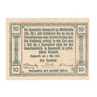 Geldschein, Österreich, Eferding O.Ö. Stadtgemeinde, 10 Heller, paysage, 1920
