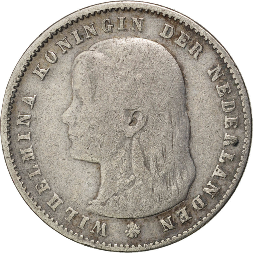 Coin, Netherlands, Wilhelmina I, 25 Cents, 1894, VF(20-25), Silver, KM:115