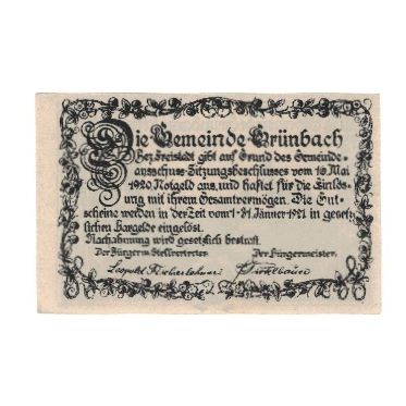 Geldschein, Österreich, Grübach bei Freistadt O.Ö. Gemeinde, 50 Heller