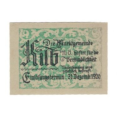 Geldschein, Österreich, Kilb N.Ö. Marktgemeinde, 10 Heller, Texte, 1920